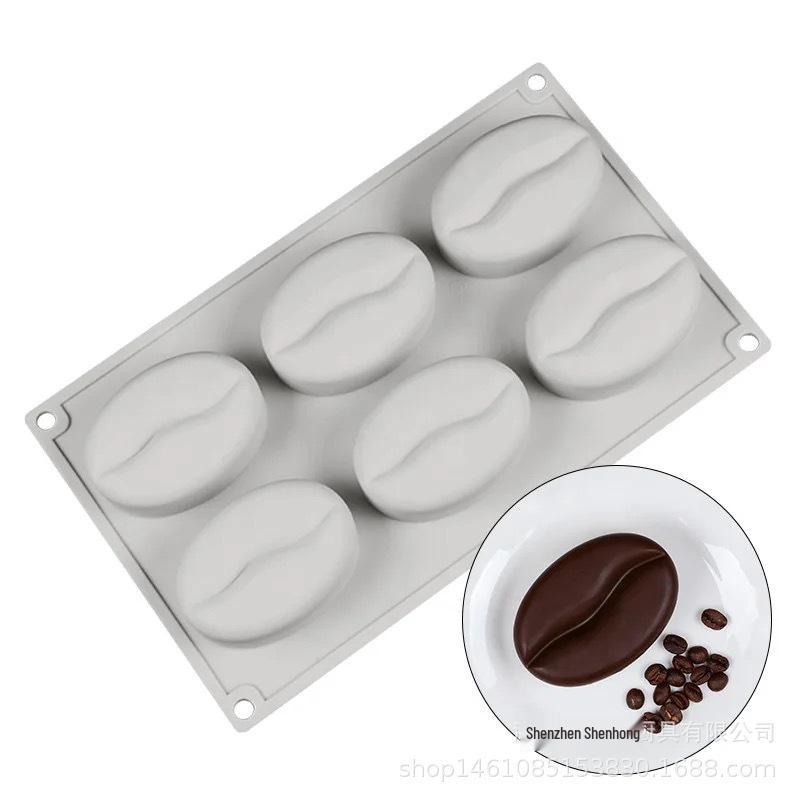 Shenhong Silicone Molds: 6-Cavity/12-Cavity for Coffee Bean, Cocoa Bean, Mousse, Chocolate Cake, and French Desserts