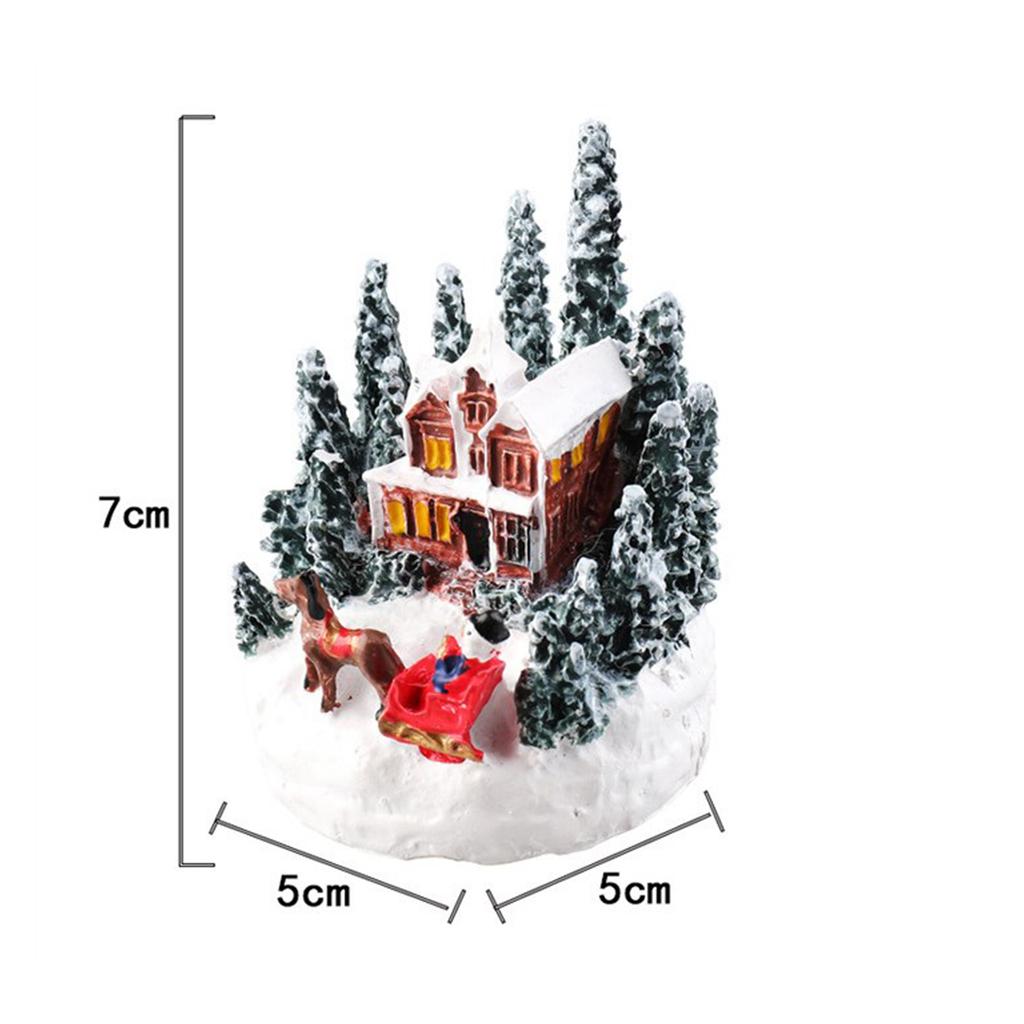 LED Christmas Village Miniature Set Snow Scene House Small Resin Mini House Building for Home Kids Friends Gifts