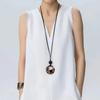 Niche Design Tortoiseshell Leopard Print Acetic Acid Ring Pendant Necklace Women'S Long Sweater Chain Light Luxury High-End Necklace
