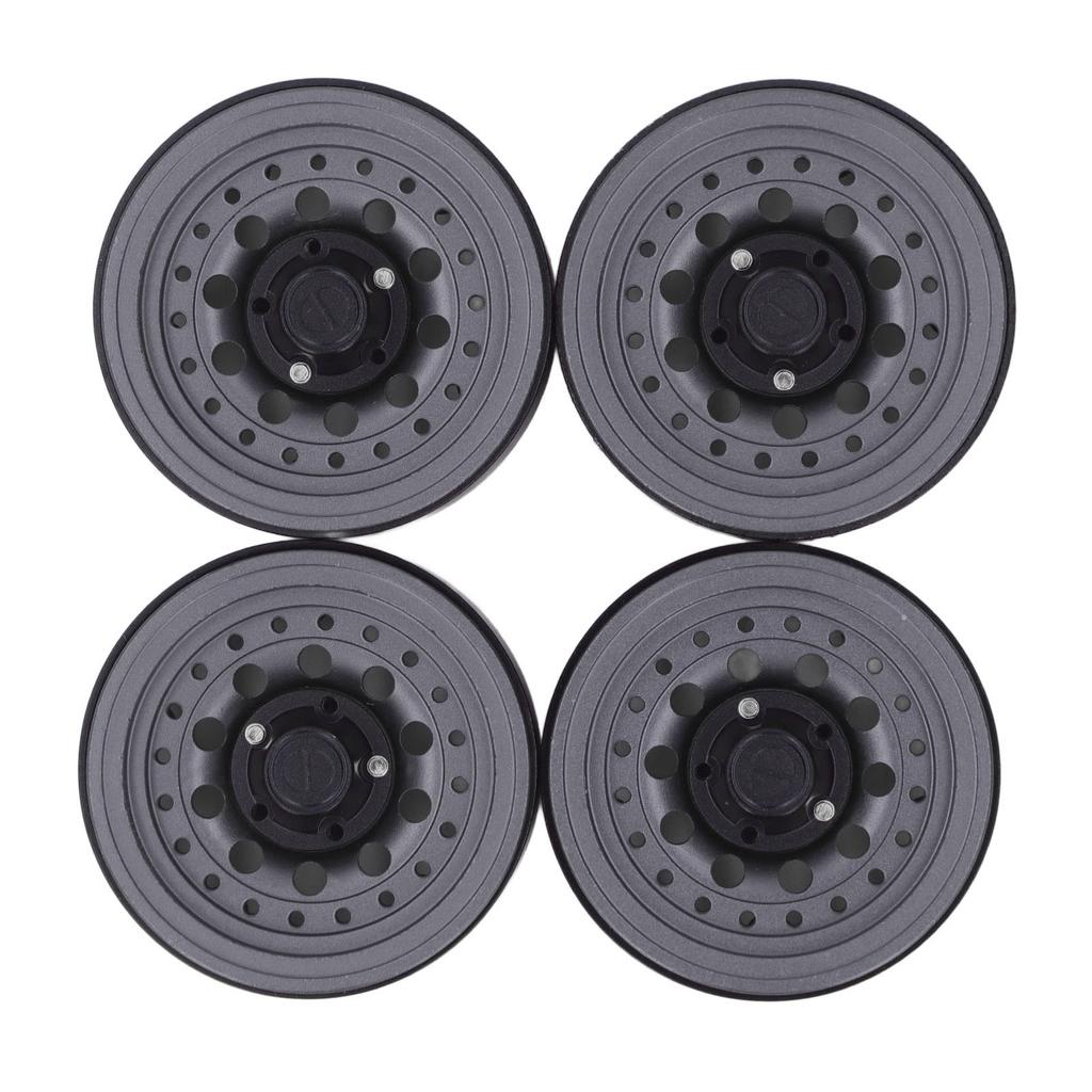 4PCS RC Beadlock Wheel Rim Set 1.9 Inch Aluminum Alloy 1/10 RC Car Wheel Hub for Axial SCX10 I II III Grey