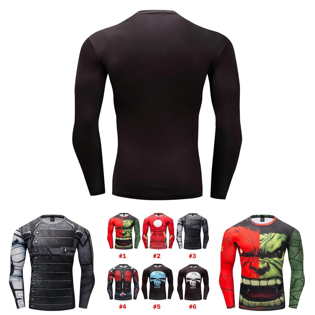Stylish And Comfortable Men T-shirt Long Sleeve Super Hero Compression Sport 3d Fitness Cycling Shirt