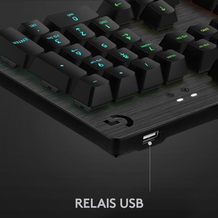 Clavier gamer - filaire - logitech g - g512 - gx brown - azerty - mécanique - rétroéclairé - noir