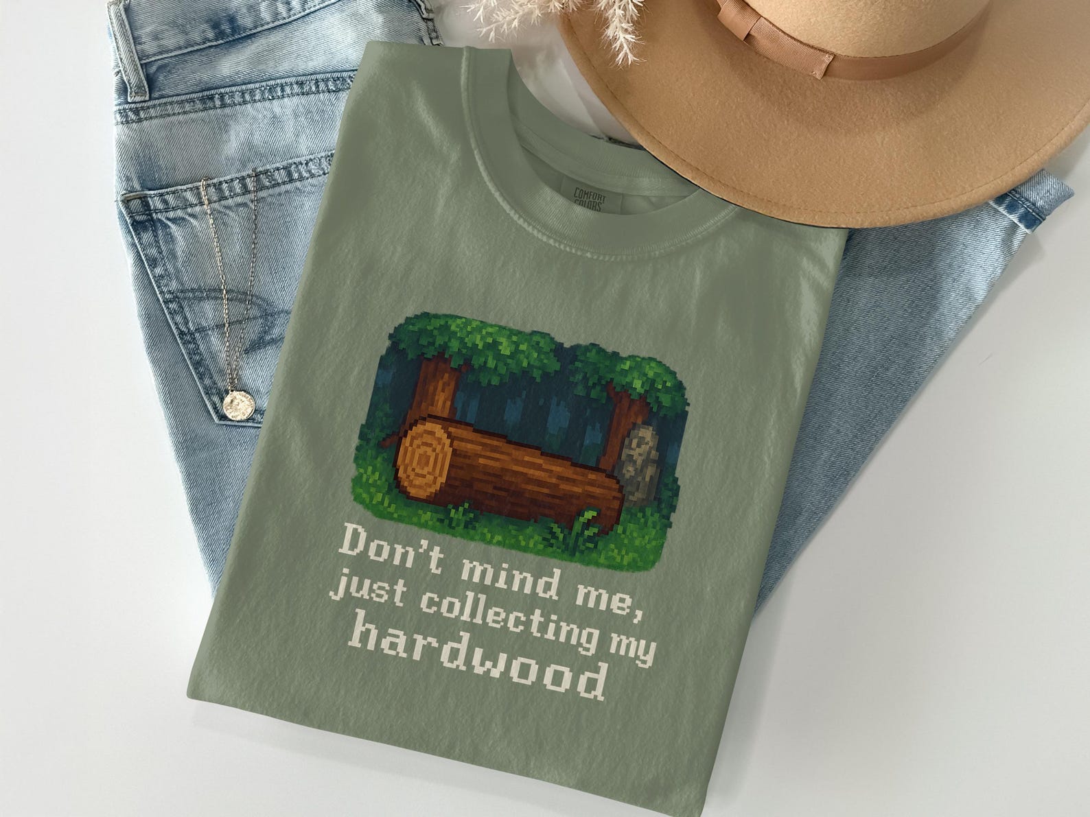 Stardew Valley Shirt Collecting Hardwood Gamer Gift Funny Gamer Shirt Pixel Art T-Shirt Retro Gaming Tee Indie Game Stardew Valley Merch S