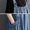 Plus Size Summer Dress Women Denim Loose Long Dress Vintage Casual Sleeveless Oversized