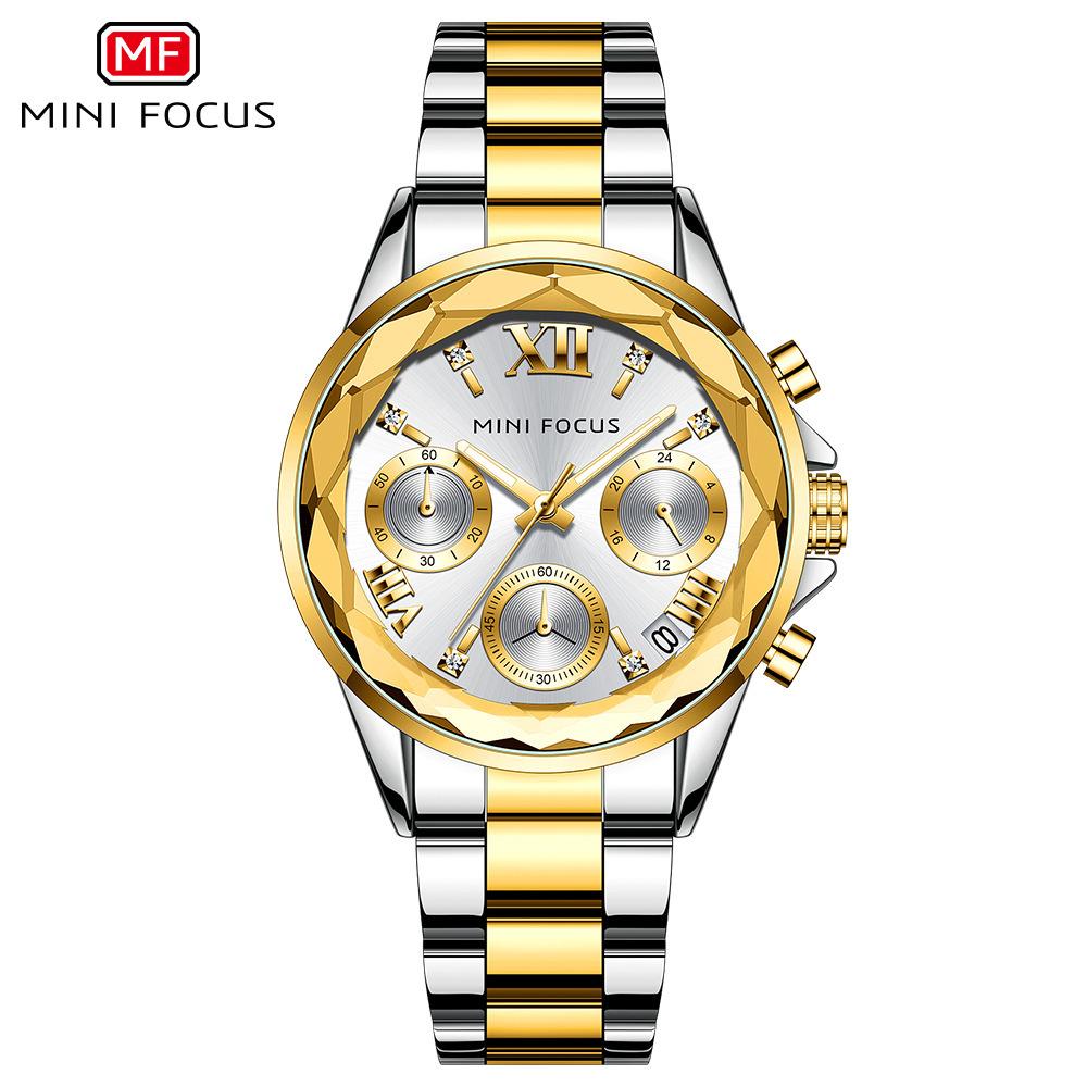 

Деловые повседневные женские часы с многофункциональным лепестковым зеркалом и светящимся стальным ремешком