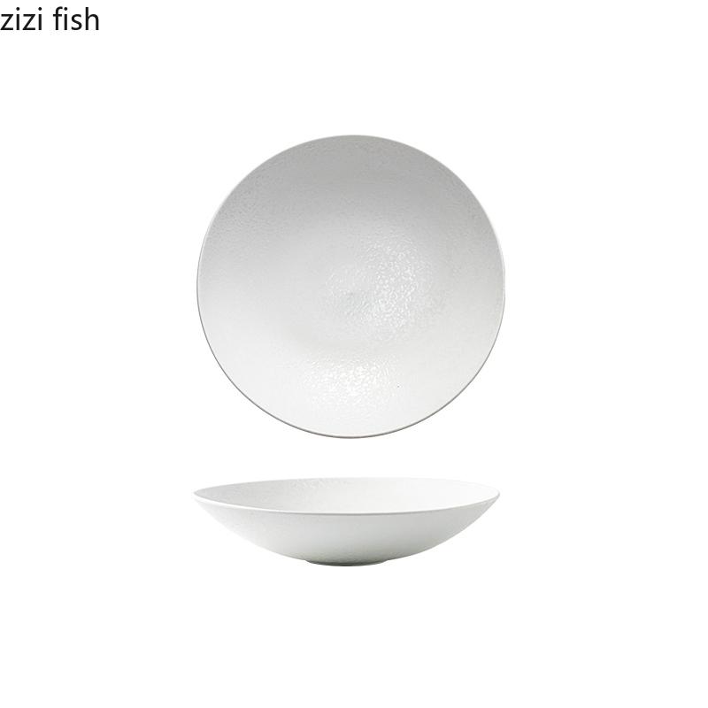 Kreativt Stengodsmönster Keramisk Djup Tallrik Restaurang Tjock Sopptallrik Salladstallrik Pastatallrikar Serveringstallrikar Utvald Servis