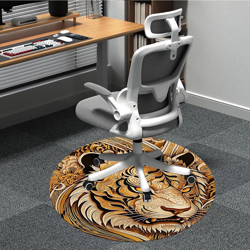 

1pc Tiger Print Chair Carpet for Office Non-Slip, Machine Washable Rug for Office - Holiday DecorMachine Made yy251029032 80cm by 80cm