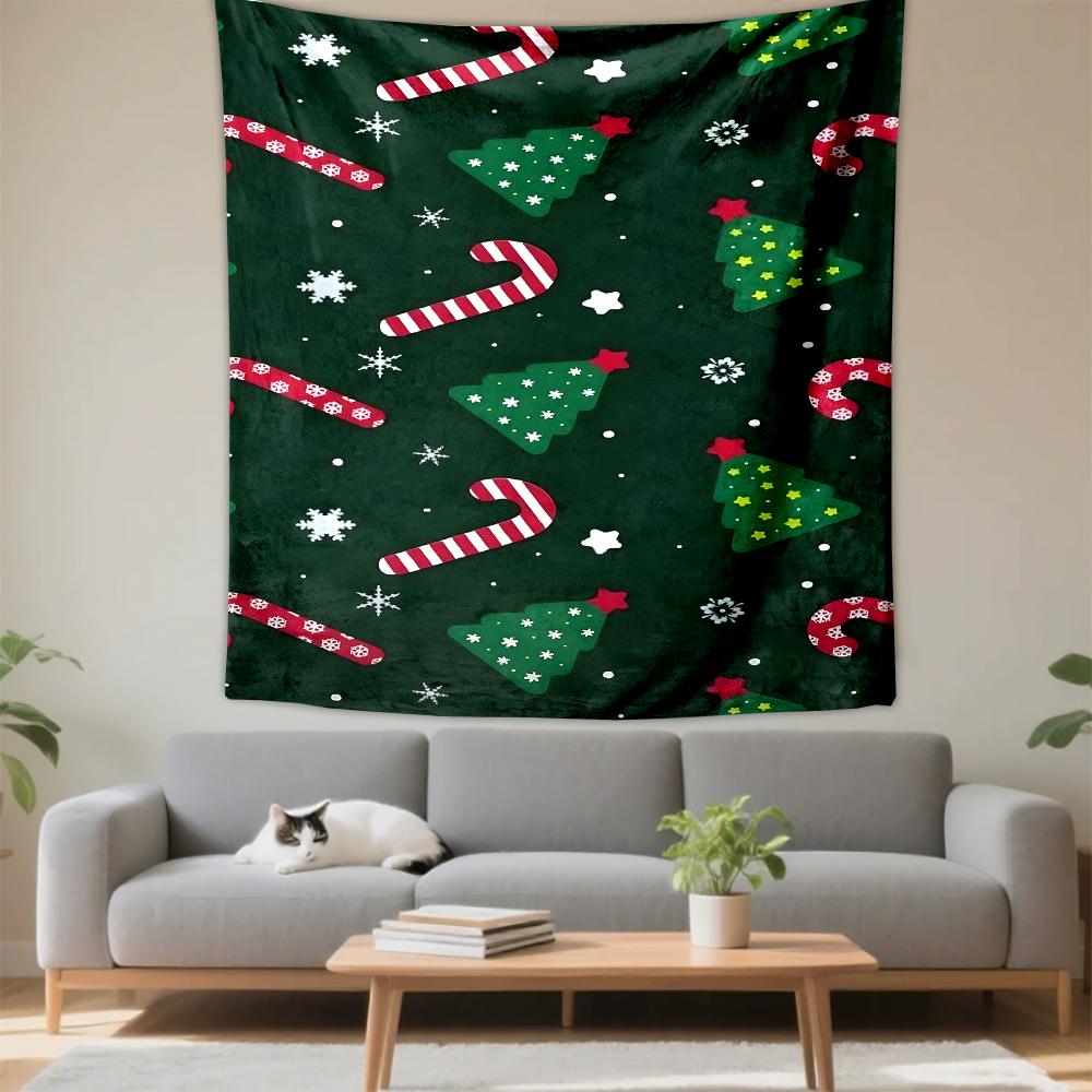 Christmas trees candy cane snowflakes tapestry Patterned tapestry for bedroom and living room home decor sofas