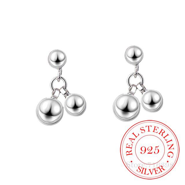 

Серьги-гвоздики из стерлингового серебра 925 пробы с круглыми бусинами для пирсинга ушей для девочек и женщин, модные украшения Pendientes серебряный