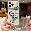 Süßes Cartoon-Panda-Leder-Lanyard-Hülle Für iPhone 18 Pro Max Hybrid-TPU+PU Anti-Rutsch-Weiche Abdeckung Für iPhone 17 16 15 14 13 Pro Max