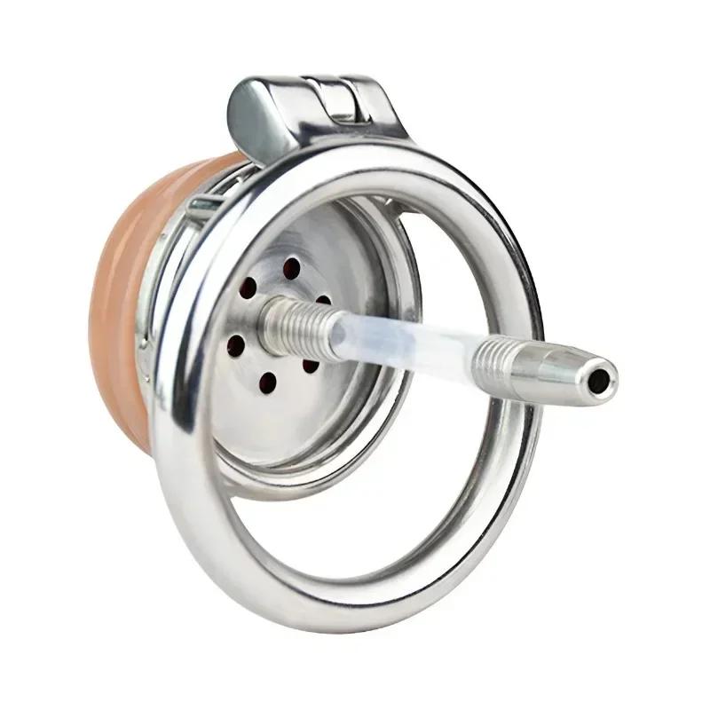 Stal nierdzewna Klatka czystości Silikonowa atrapa waginy Pasek do penisa Klatka czystości Męska Zapobieganie rozczłonkowaniu Ereakcja