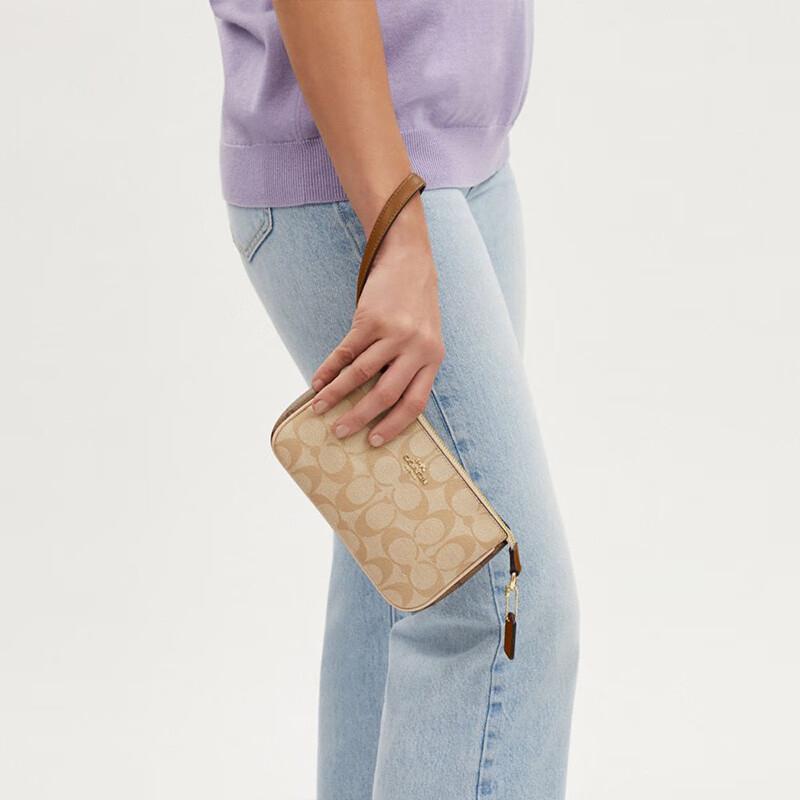 COACH shoulder bag Nolita 19 classic old flower print retro zipper PVC with leather armpit mahjong hand-held small size women's dark khaki color