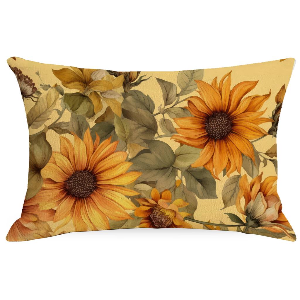Flowers And Plants Sunflower Linen Pillow New Sofa Pillow Home Printed Pillow Case Premium Durable Quality Useful