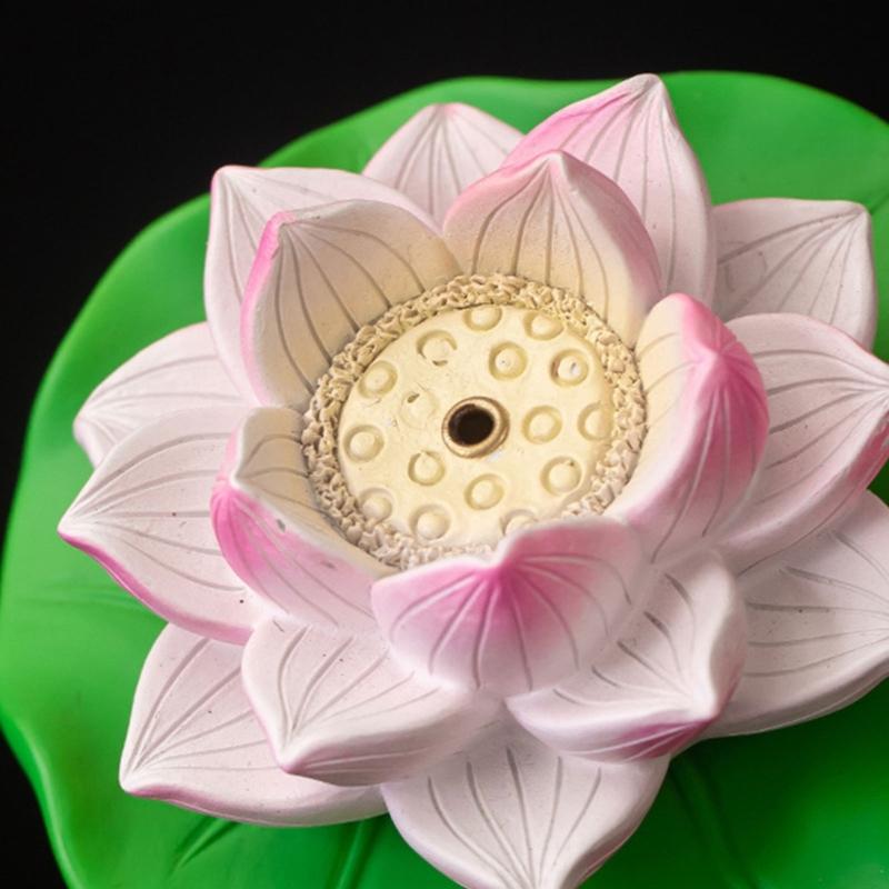 Dekorativer Räucherhalter mit drehendem Lotos-Design mit Ascheauffangbehälter zur Stressbewältigung, Dekoration für Meditationsräume, Geschenk