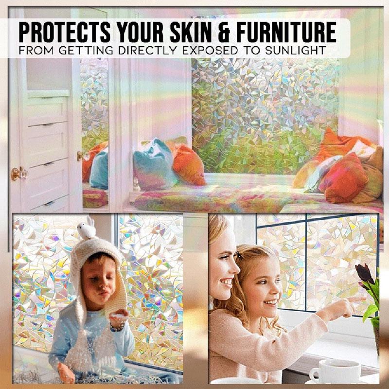 3D Window Glass Film Rainbow Sticker Stained Anti-UV Self Adhesive 45*100CM