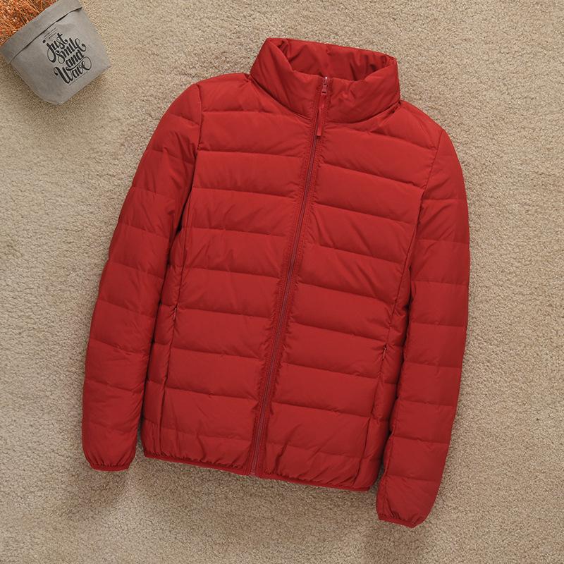 Seamless One-piece Woven Light and Thin Down Jacket Women's Short Stand-up Collar Lightweight Large Size Outdoor Sports Autumn and Winter Jacket Wint