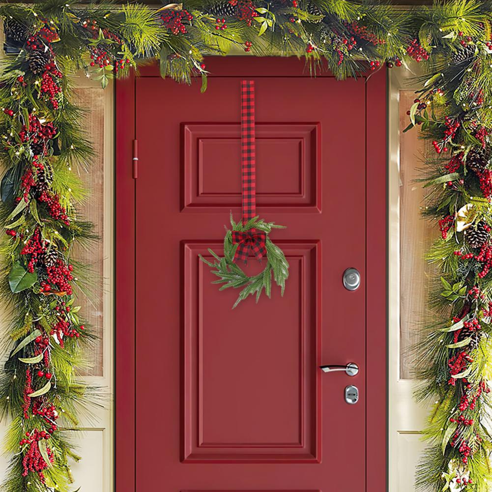 6pcs Christmas Mini Wreath For Cabinet Mini Artificial Garland Decor Mantel Wreaths Xmas Cabinet Fake Plant Garland Hanging C4E6