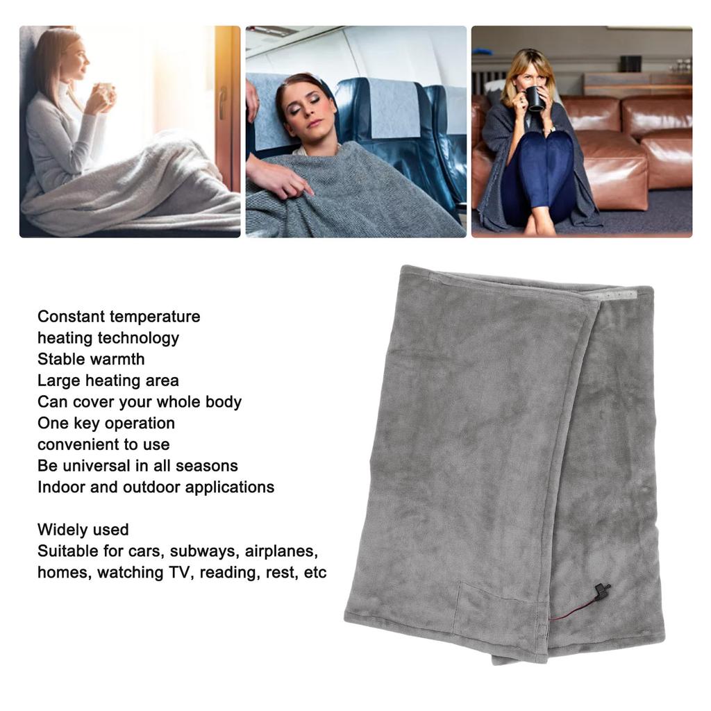 USB Electric Blanket Cozy Soft Portable Temperature Control NaMachine Washable Hted Shawl Throws for Car Home Travel