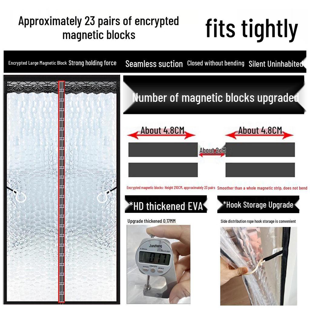 Changhong Magnetischer Türvorhang: Winddicht, Warm, Kälteisolierend, Ölrauchdicht, Bohrerfreie Montage.