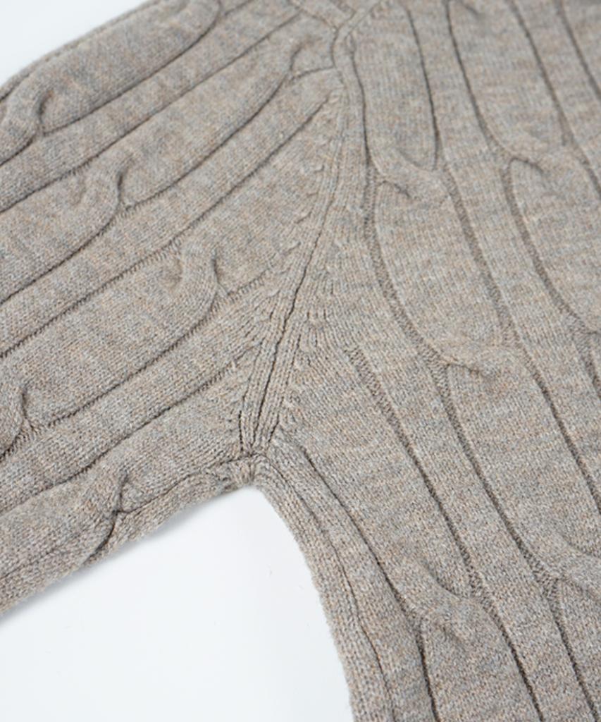 BIRBANTE Soft Washable Cable Round Knit - Beige