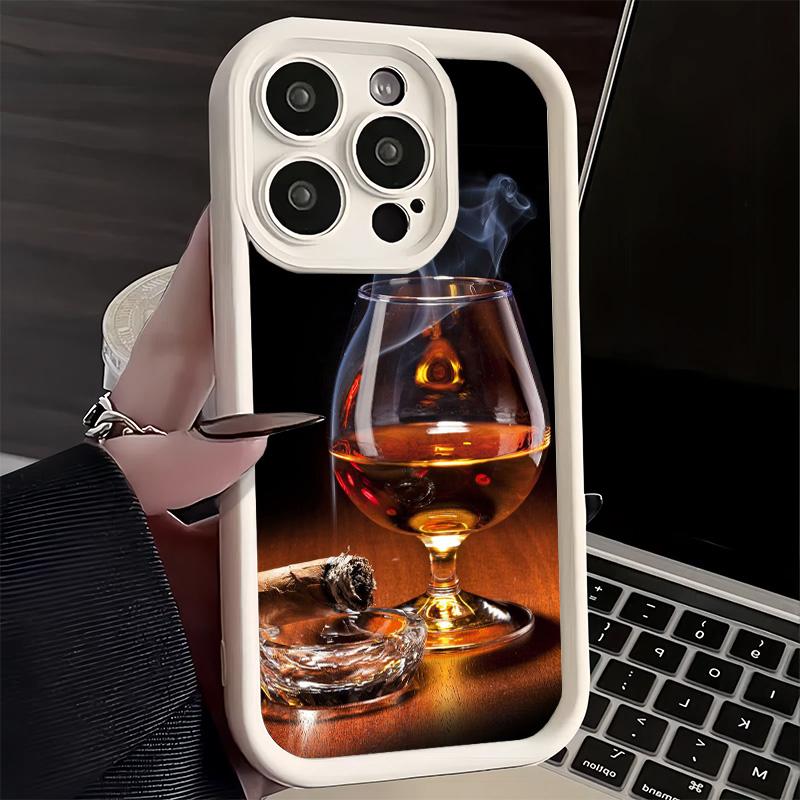 Phone Case for iPhone 17 Air 16E 15 16 Pro Max Cigar Whiskey Ice Drink Cover 14 Plus 13 12 Mini Soft Shell Silicone Fundas