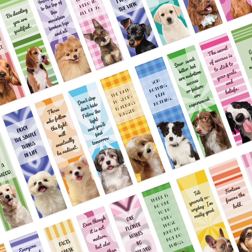 30 Dog Inspirational Bookmark Series Simple Hand-dog Literary and Creative Materials Ins Reading Paper Bookmark DIY