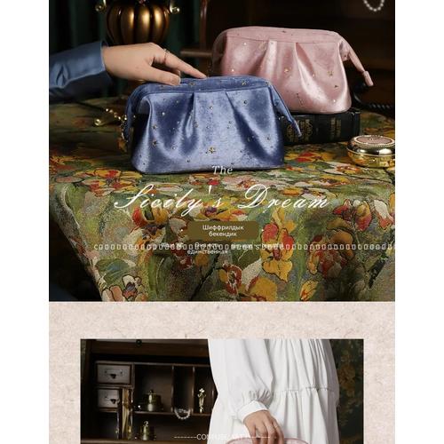 Portable Large Capacity Clutch Bag, Women Cosmetic Organizer Evening Small Handbag