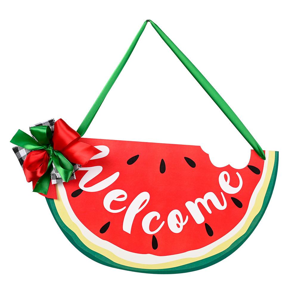 

Summer Cheerful Watermelon Door Decoration With Classic Bow For Atmosphere Welcoming