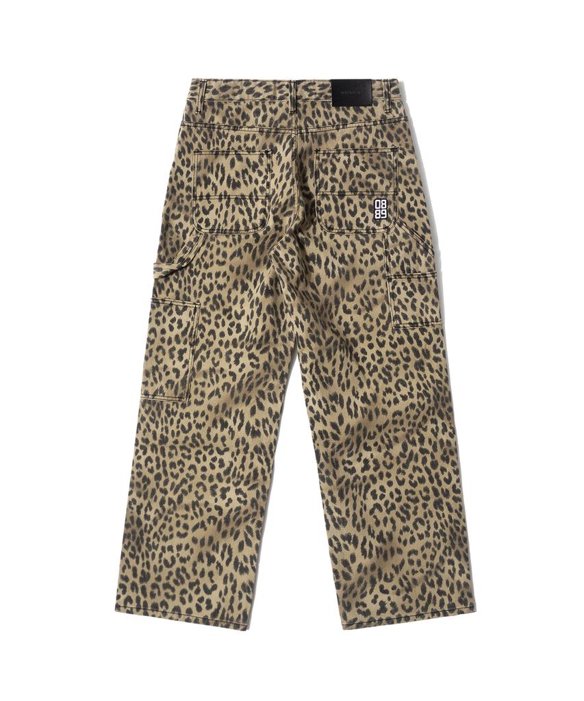 QT8 GARMENTS Lb Leopard Carpenter Pants (Beige)