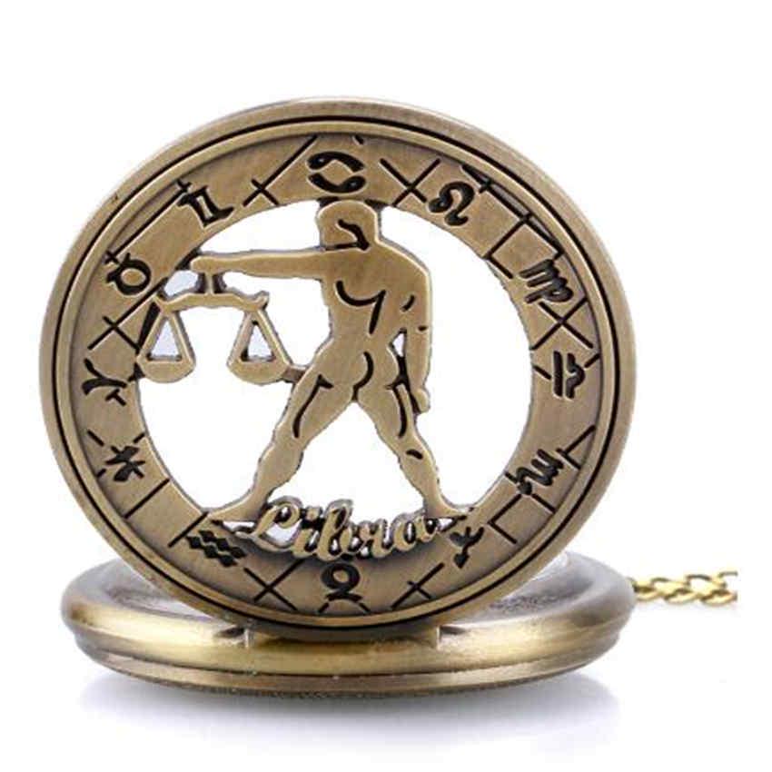 Zodiac Constellation Stylish Libra Modern Steampunk Hollow Necklace Men Women Christmas Gift