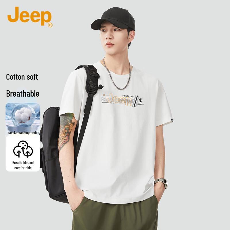 

JEEP Men s Soft & Breathable Solid Crew Neck Loose-Fit Short Sleeve T-Shirt L