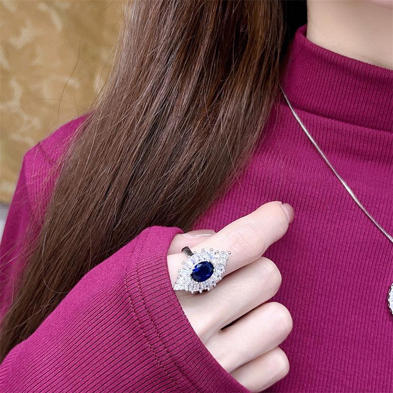 Colorful Gemstone Sapphire Jewelry Set: Ring, Earrings, Necklace - Women s Versatile Niche Design.