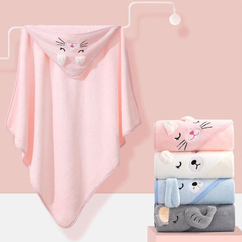 Prosop de baie pentru copii Pătură pentru bebeluși Fleece de coral Brodat Desene animate Cu glugă Pelerină anti-lovire Pelerină pentru bebeluși din fleece de coral Prosop de baie