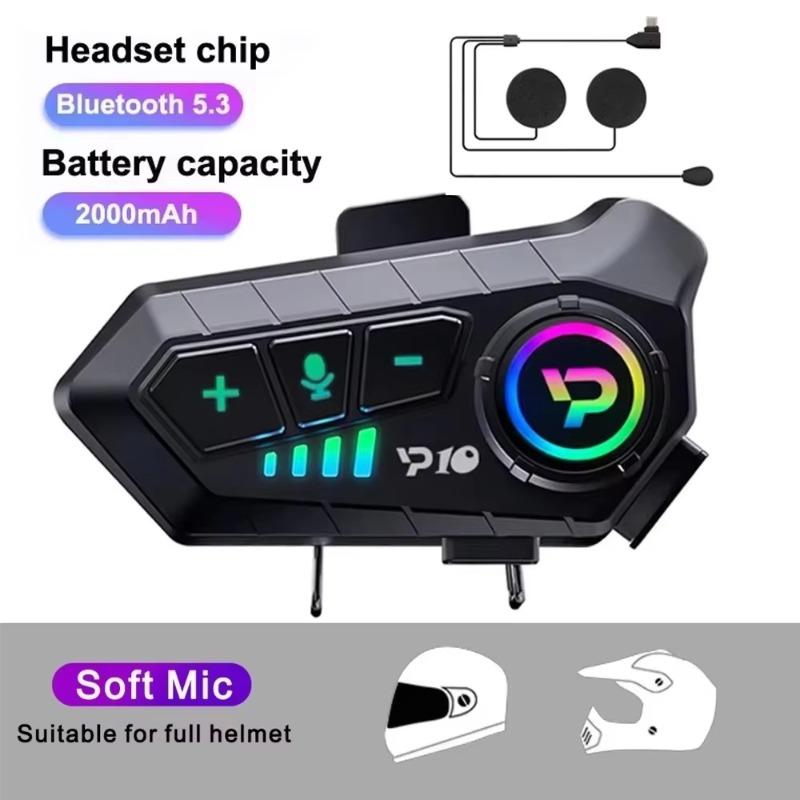 Y10 Motorcycle Helmet Intercom Bluetooth 5.3 Headset 300M Intercomunicador Riding Communication Wireless Interphone Waterproof Music Player Earphone