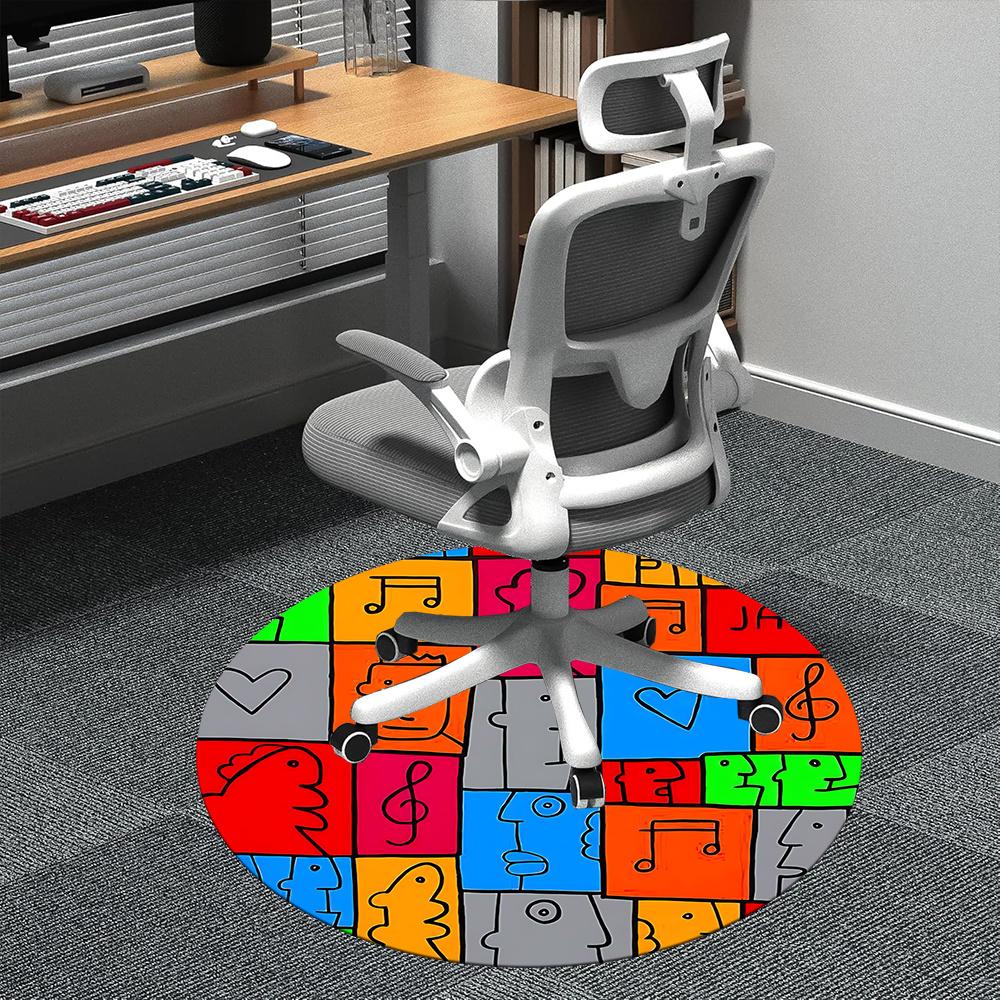 

1pc Music Art Office Round Area Rug, Indoor Mat Suitable ForOffice, Under Office Chairs Bedroom Living Room Home Decor, Room Deco 078 80cm by 80cm