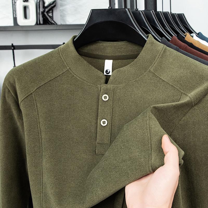 Men's Double-Sided German Fleece Stand Collar Pullover - Warm Long-Sleeve Casual Sweatshirt for Autumn and Winter