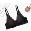 Sexy Dantela Spate Triunghi Cupă Sutien Femei cu sârmă în față Buton Sutien Adunați lenjerie pe tava superioară Dulci Confortabil Ușor Respirabil