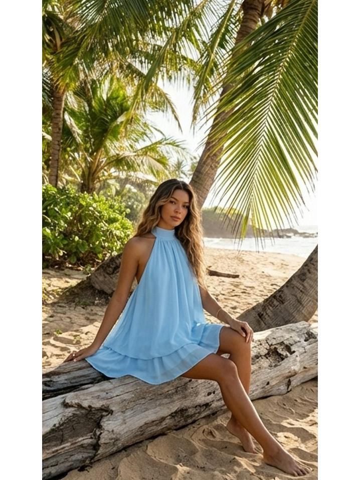 Chiffon Halter Autumn 2025 Sexy Beach Dress for Women