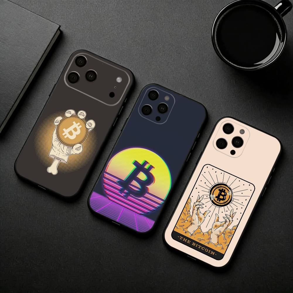 Cool Art Bitcoin Digital Phone Case For iPhone 17pro, 16,15,14,13,12,11 X XR Plus,Others Soft Black Cover