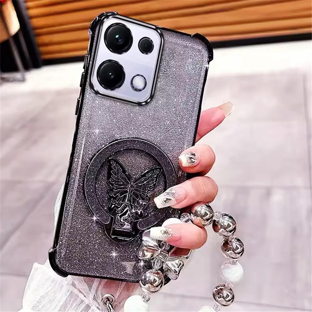 For Honor Magic 7 8 Lite 6 5 Lite 8 PRO 7 6 5 4 Pro Bracelet Butterfly Stand Holder Phone Case Shockproof Glitter Soft Cover