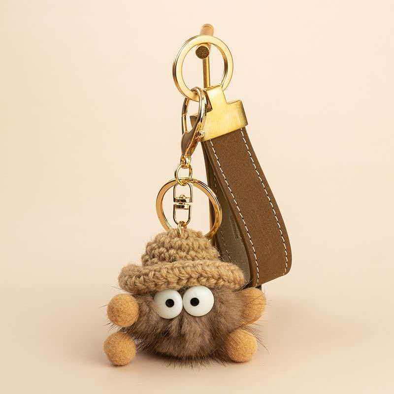 Big-Eyed Coal Ball Plush Keychain - Student Bag Accessory, Couple Pendant, Small Gift
