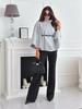 Solid Color Waist-Tied Wool Cape Coat
