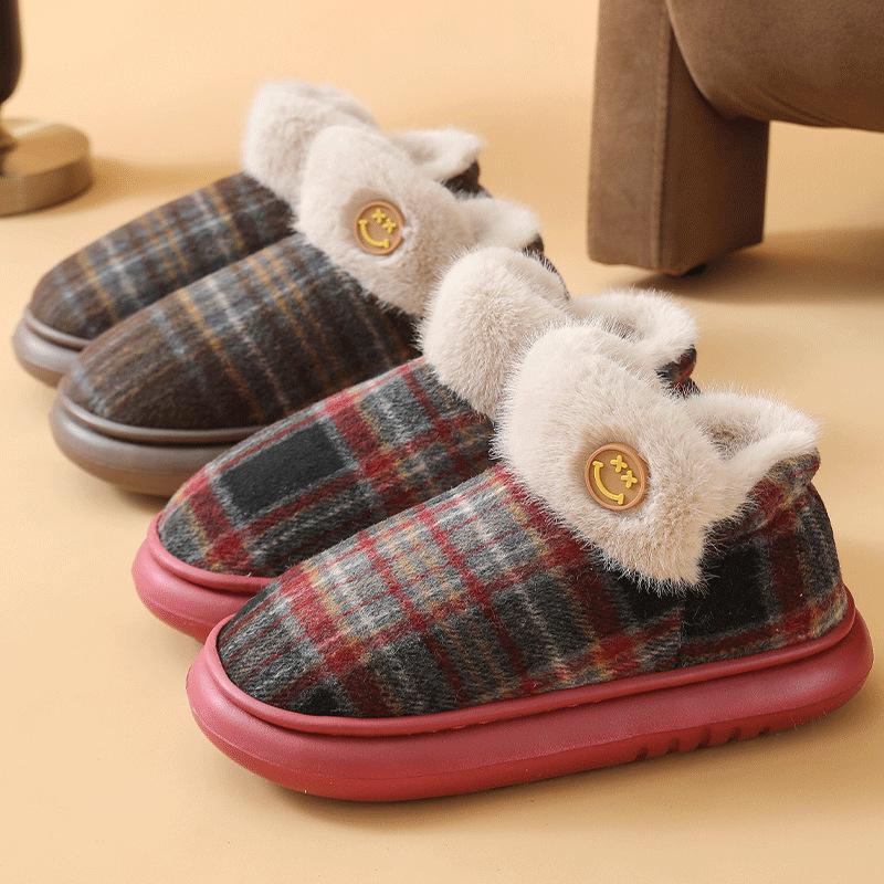 Winter Warm Cotton Slippers Women Men Home Shoes Simple Non-slip Indoor Slides Corduroy Couple Slipper Female Shoes