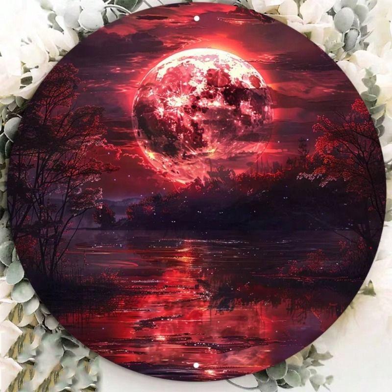 

Metal Poster Red Moon 20x30 cm Wall Art Decor for Living Room