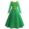 Fiona Dress Halloween Shrek Cosplay Fantasy Dress Up Green Princess Costume Children Elegant Gown Kids Long Sleeve Print Frocks