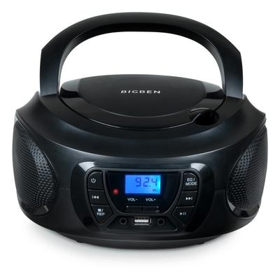 BIGBEN CD62NUSBBT - Portable CD/MP3 Player, USB with FM Radio and Bluetooth, Black, BigBen