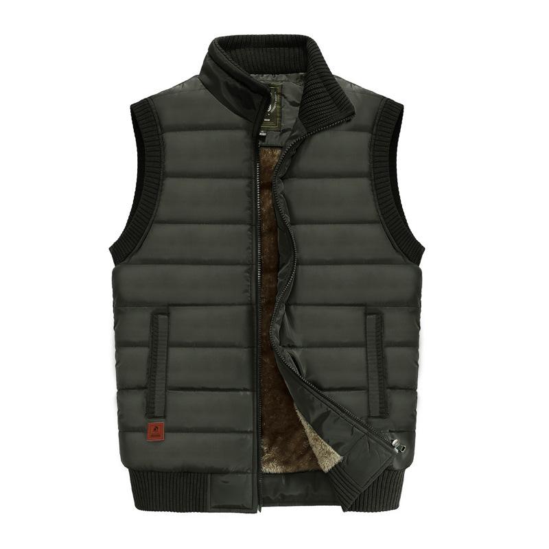 

Men s Fleece Lined Stand Collar Pocket Vest - Plus Size, Warm and Trendy Outerwear 4XL армия зеленый