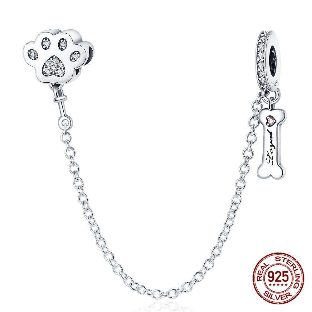 Original 100% 925 Silver Star Moon Safety Chain Fit 925 Original Bracelet & 3mm Bracelet DIY Jewelry Making Women Gift