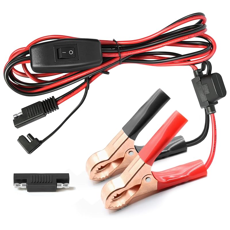 SAE Battery Alligator Clips Wire Harness With On/Off Switch 7.9Ft/2.4M 16AWG, 12V Alligator Clips With Wires For Sprayer Parts, Sprayer Pump, Battery