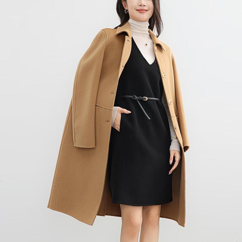 Fanzhen Women's 100% Wool V-Neck Vest Dress